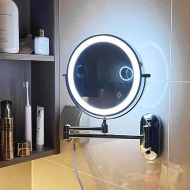 Miroir Grossissant Led Rechargeable Noir Pour Maquillage Et Salle De Bain-Lampe Veilleuse